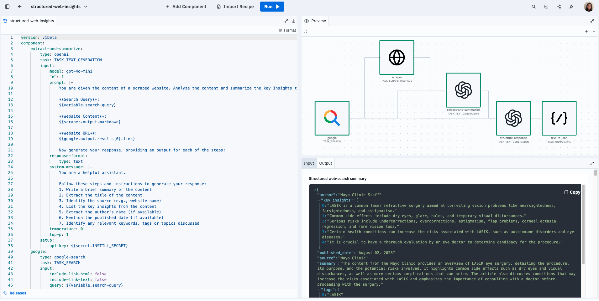 Run pipeline in editor